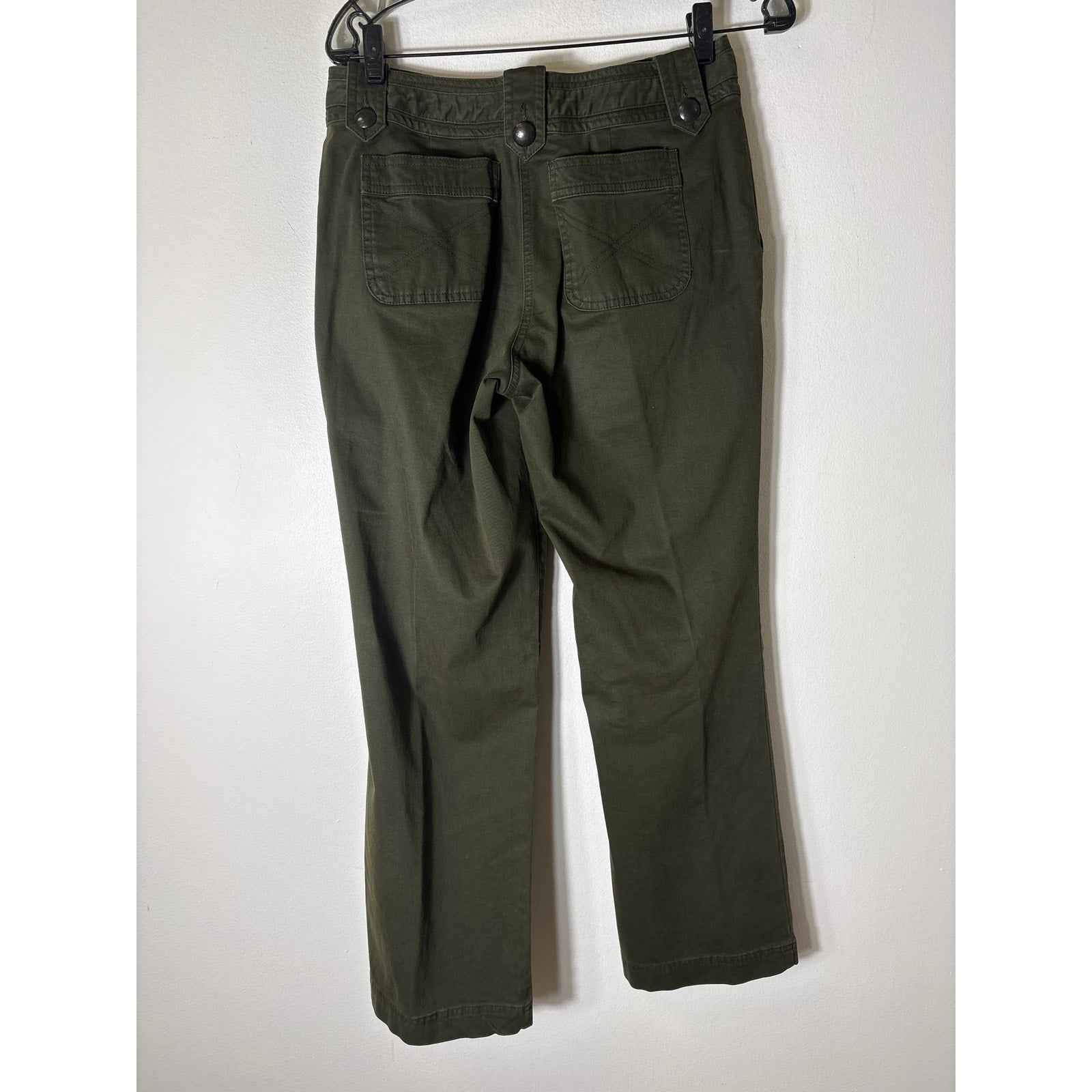 Talbots Army Green Cotton Wide Leg Pants Sz 6