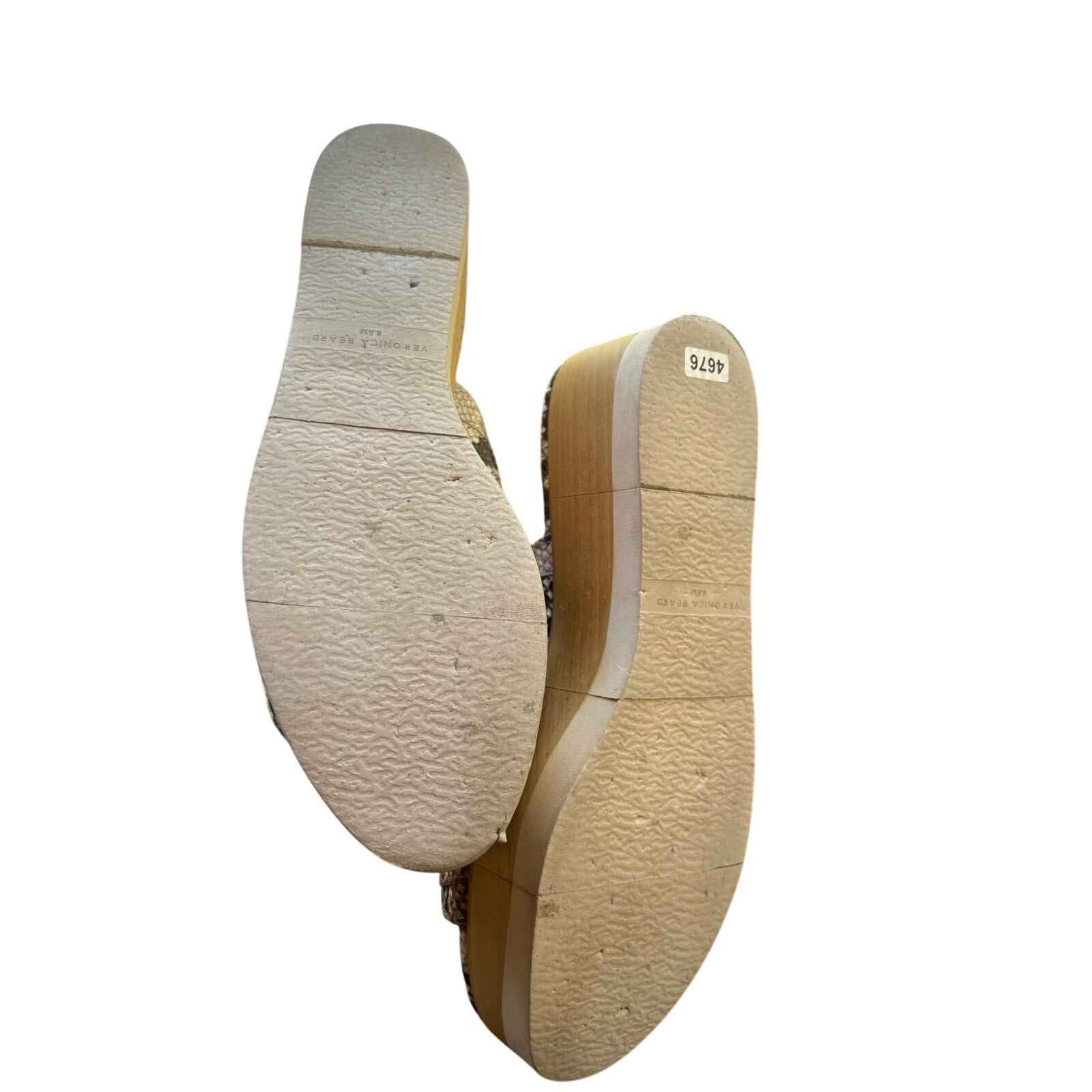 Veronica Beard Black White Leather Snakeskin Platform Slide Sz 8.5