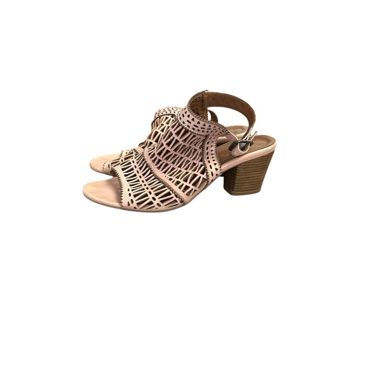 Bueno Light Brown Laser Cut Block Heel Sandals Sz 41 (10.5)