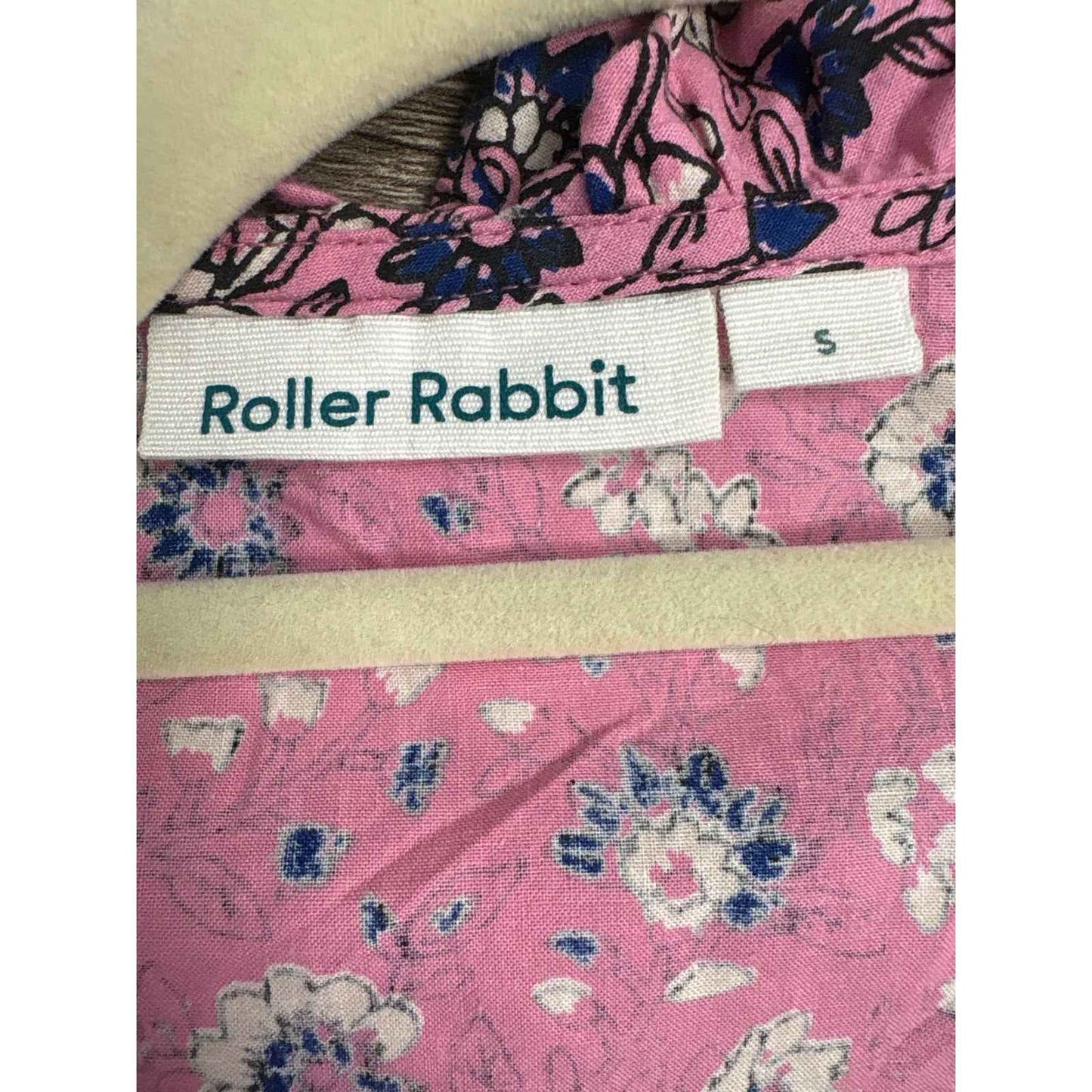 Roller Rabbit Pink Navy Half Sleeve Cotton Wrap Shirt Sz S