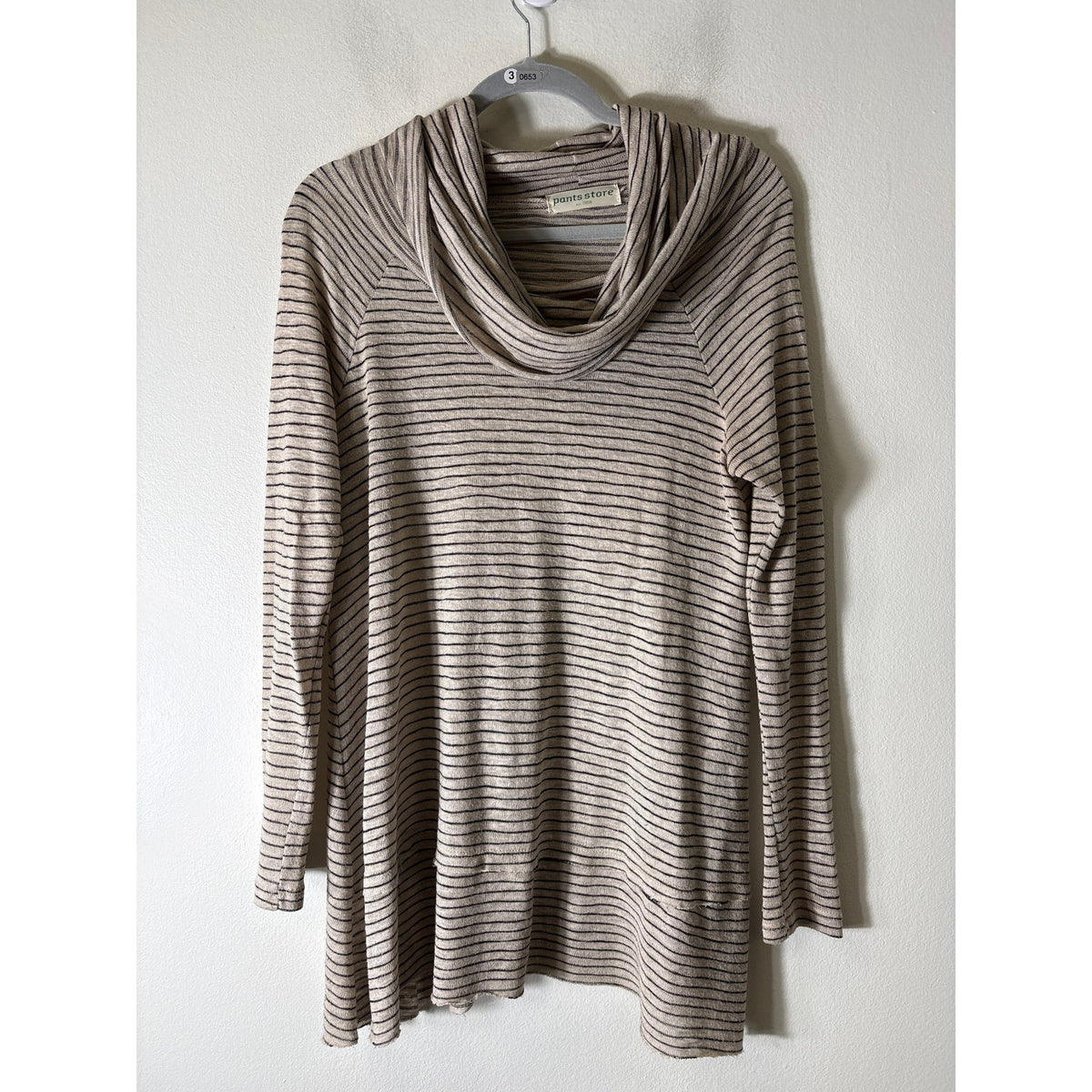 Pants Store Black and Tan Stripe Long Sleeve Knit Top Sz L