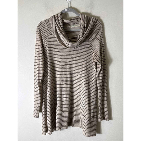 Pants Store Black and Tan Stripe Long Sleeve Knit Top Sz L