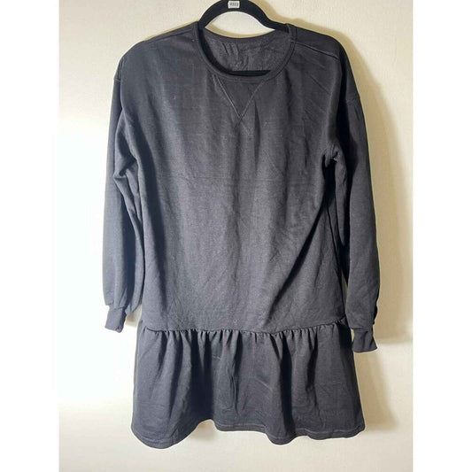 Black Long Sleeve Knee Length Drop Waist Dress Size Small
