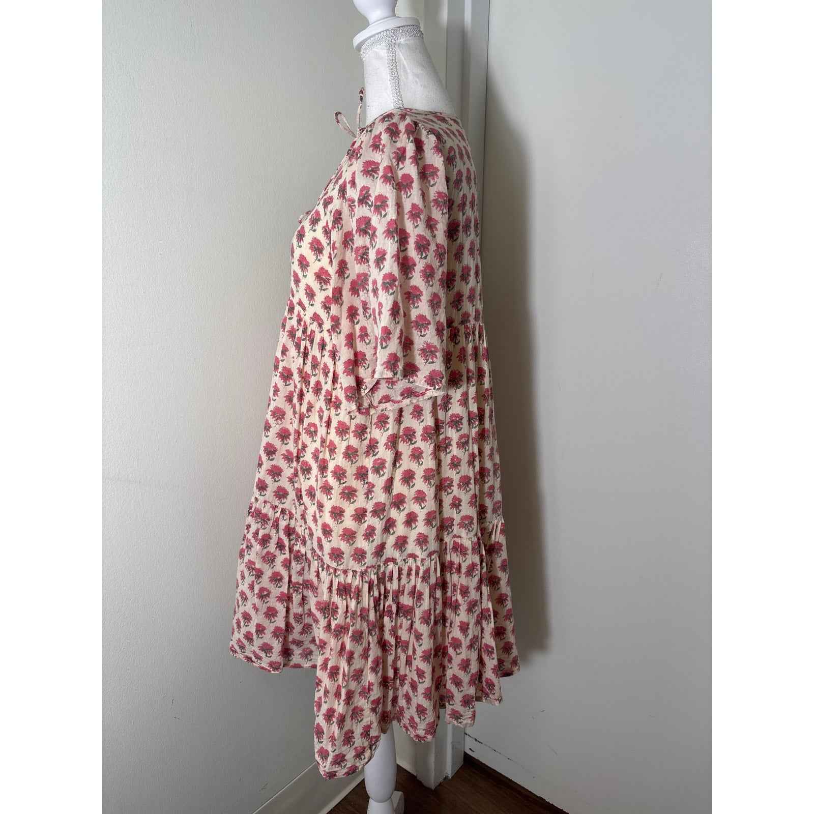 India Collection Emerson Fry Pink Floral Short Sleeve Mini Dress sz XS/S