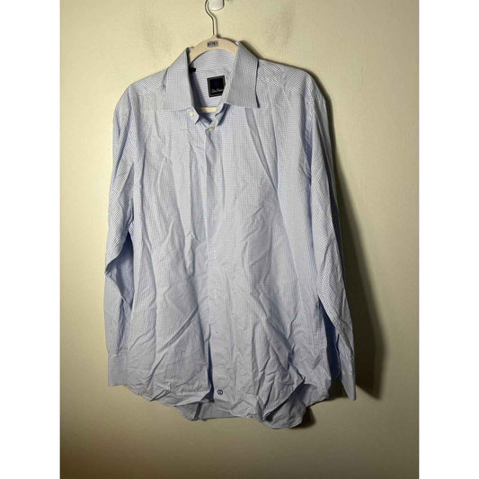 Mens David Donahue Blue and White Button Up Shirt Sz XL