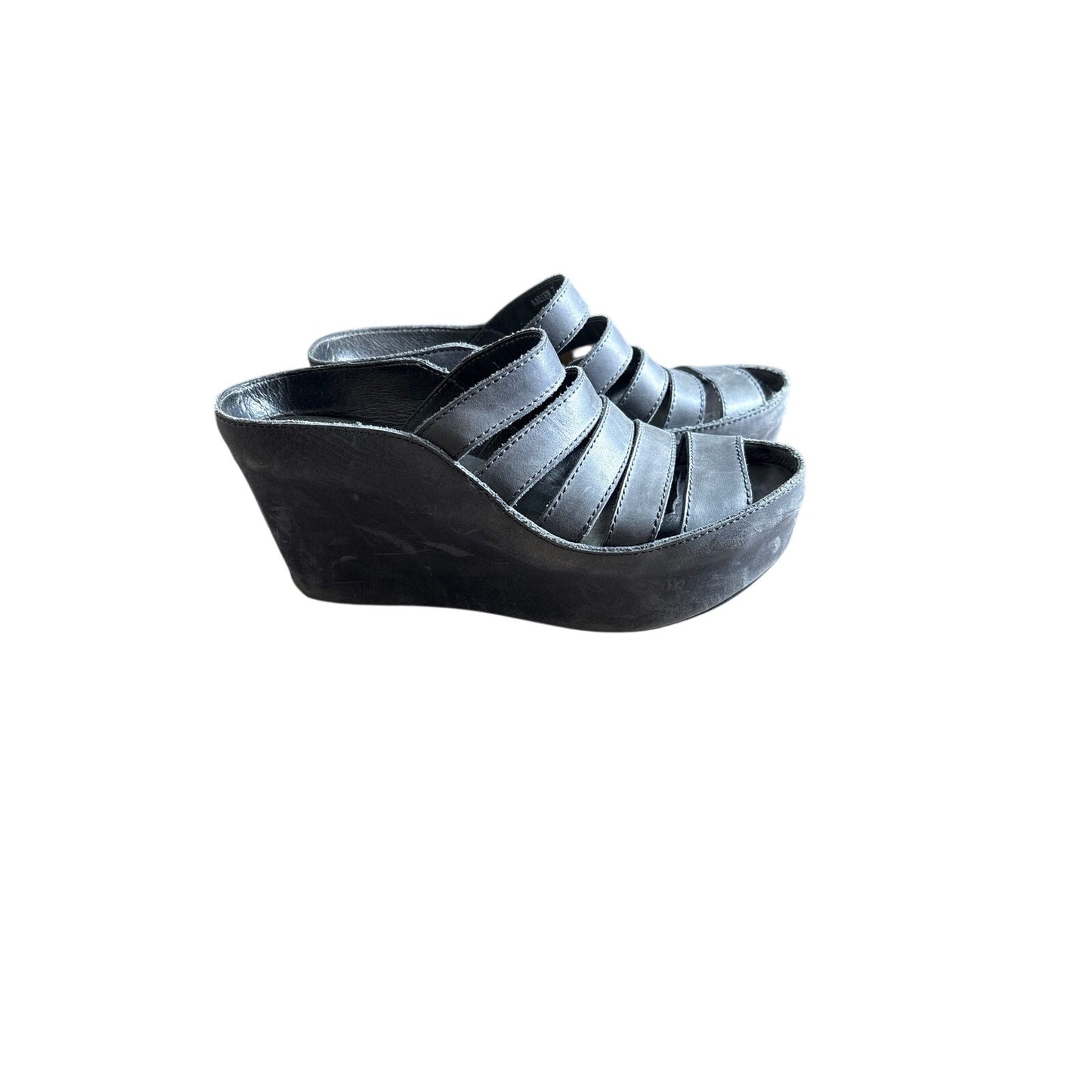 Chololat Blu Dark Gray Walker Wedge Sandals Sz 7