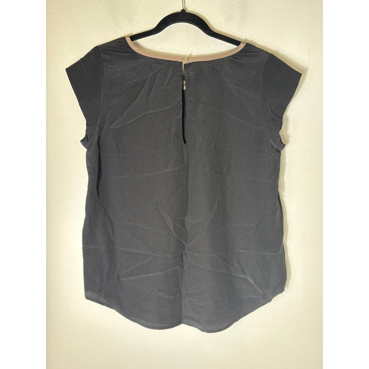 Joie Black Cap Sleeve Silk Front Pocket Shirt Sz M