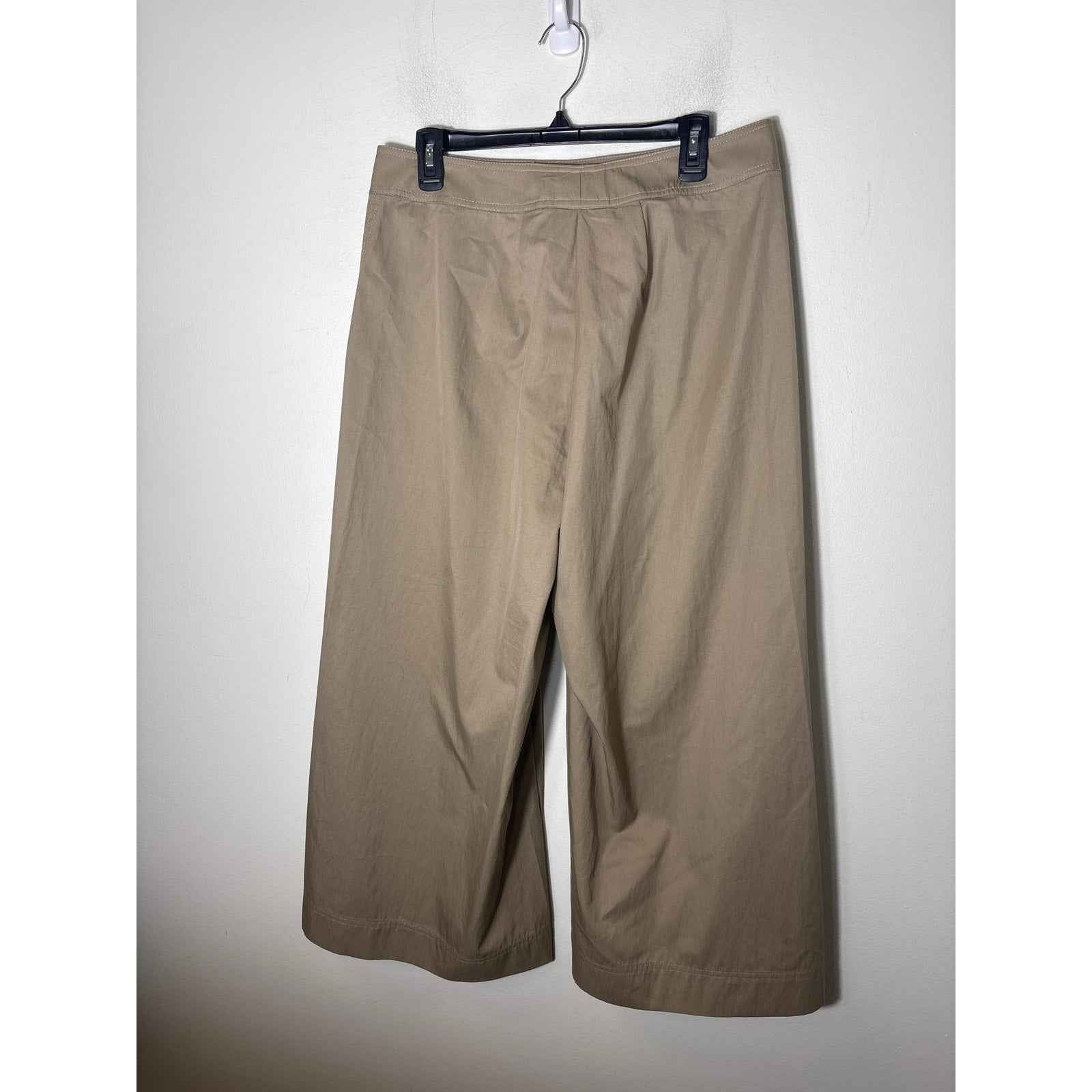 Lafayette 148 Khaki Flat Front Sailor Style Wide Leg Pants Sz 14