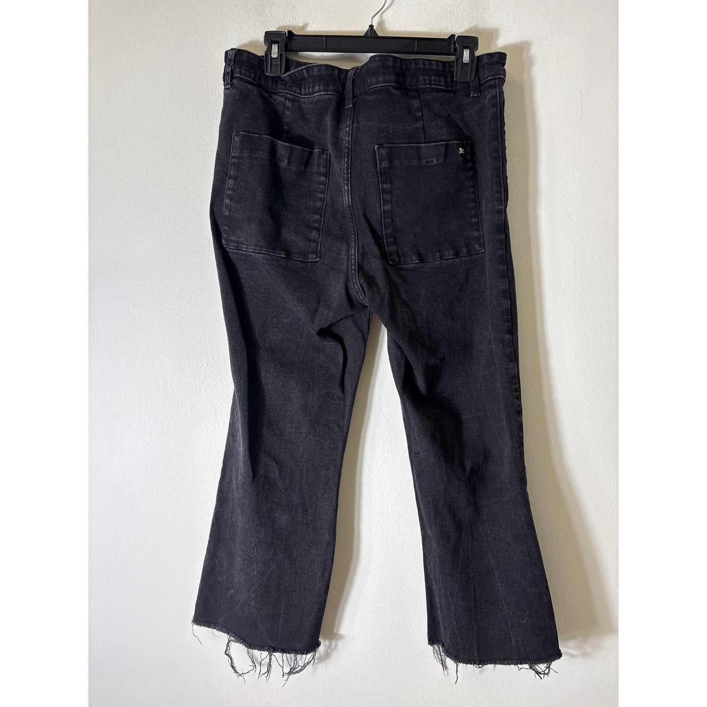 Zara Black Frayed Hemline HIgh Waisted Jeans Sz 14