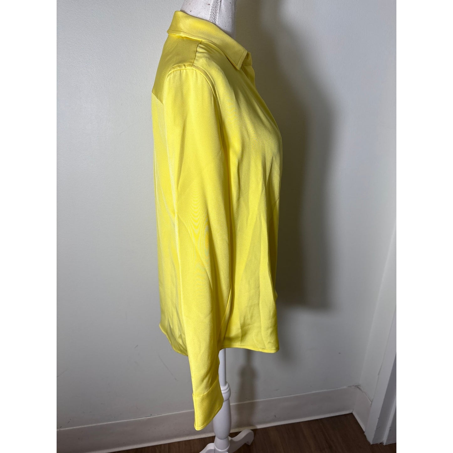 NWT Ann Mashburn Lemon Silk Crepe De Chine Blouse Sz M