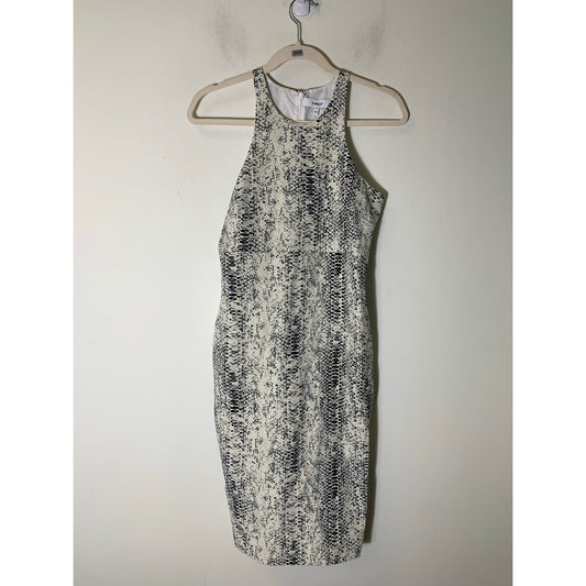 Likely Black White Snake Print Sleeveless Midi Sheath Dress Sz 4