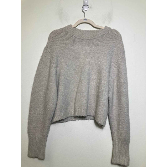 Zara Gray Long Sleeve Knit Crop Sweater Sz XL