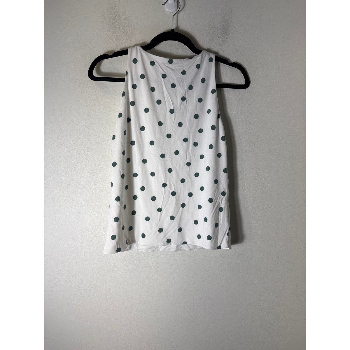 Ann Taylor White and Green Polka Dot Tank Sz S
