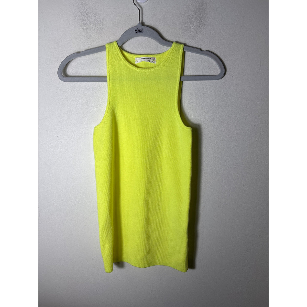 by Anthropologie Neon Yellow Sleeveless Knit Tank Sz S
