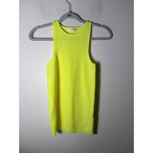 by Anthropologie Neon Yellow Sleeveless Knit Tank Sz S