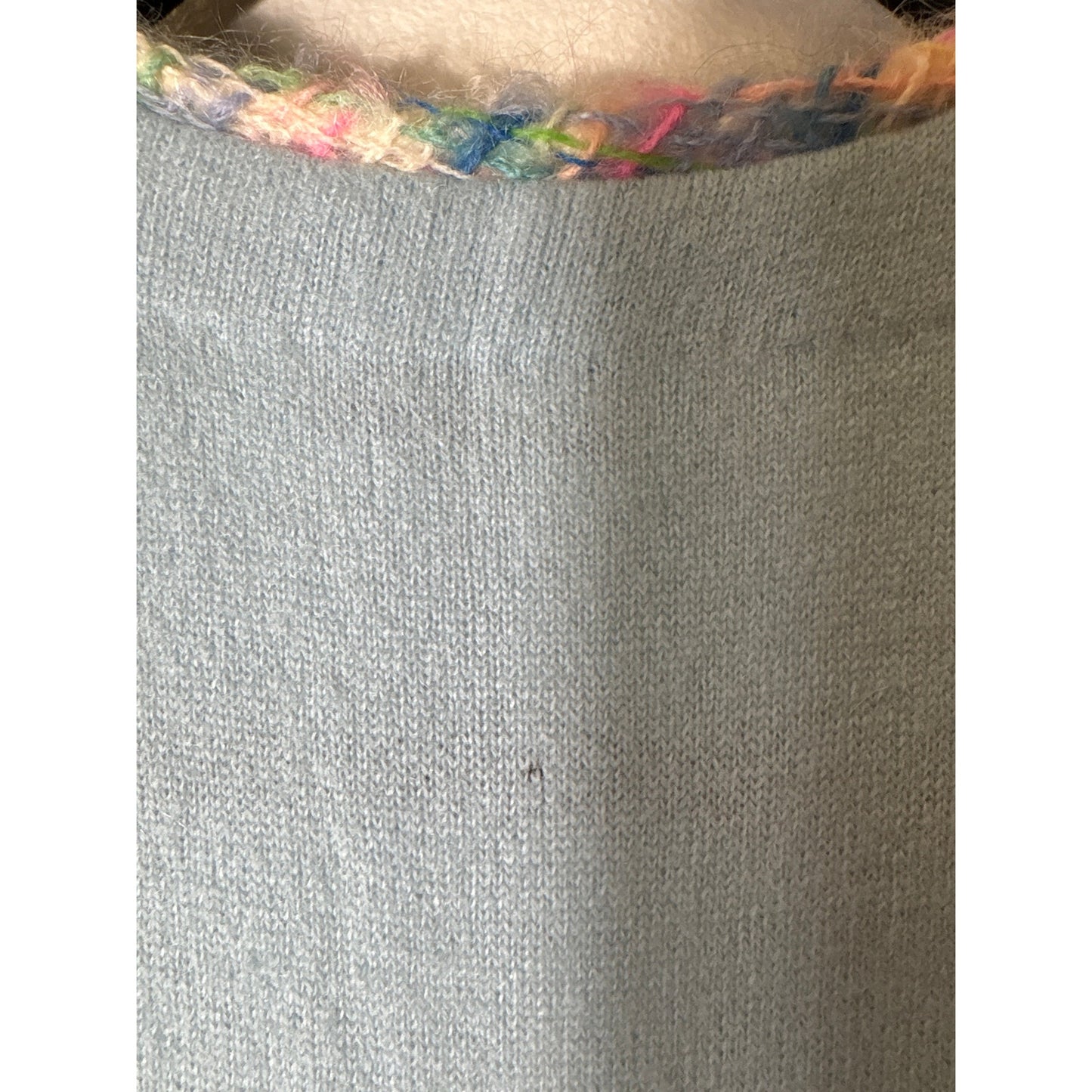 Vintage Dalton Cashmere Light Blue Cardigan with Knit Trim Sz XS