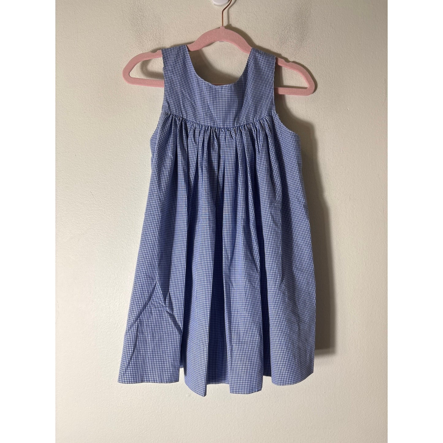 Girls Vintage Amanda Remembered Blue and White Check Smocked Santa Dress Sz 3
