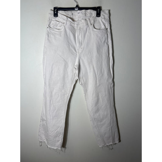 MNG (Mango) White "Sienna" Straight Leg Denim Jean Sz 14