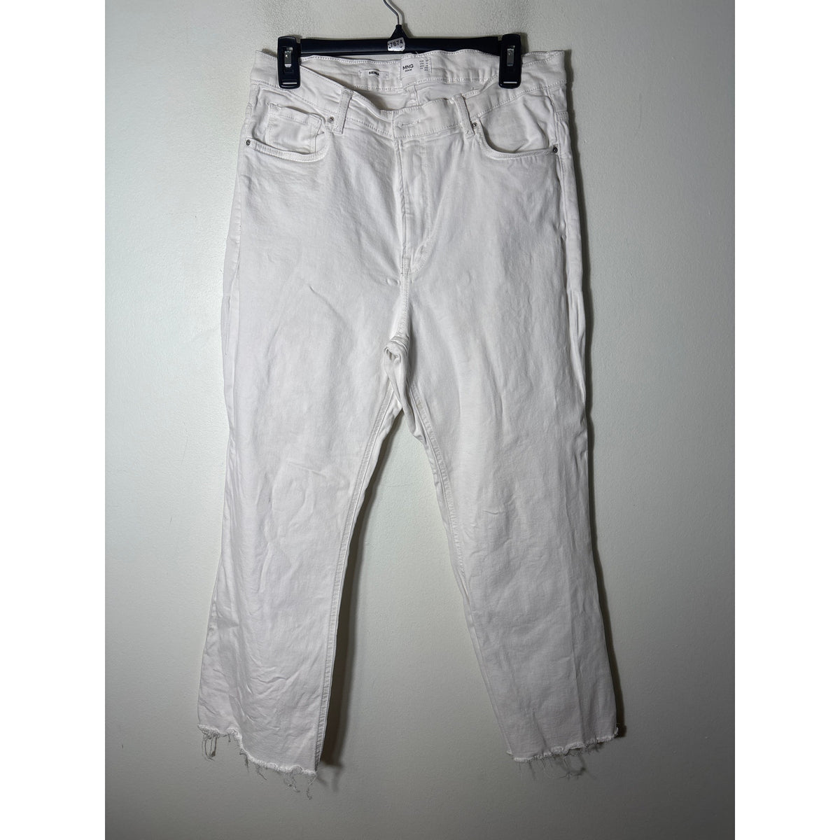 MNG (Mango) White "Sienna" Straight Leg Denim Jean Sz 14