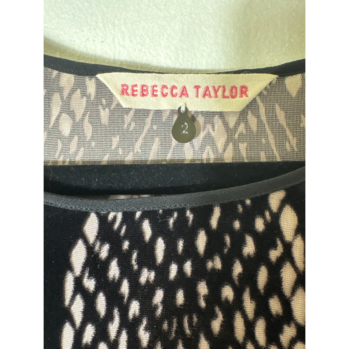 Rebecca Taylor Black Mixed Media Long Sleeve Shirt Sz 2