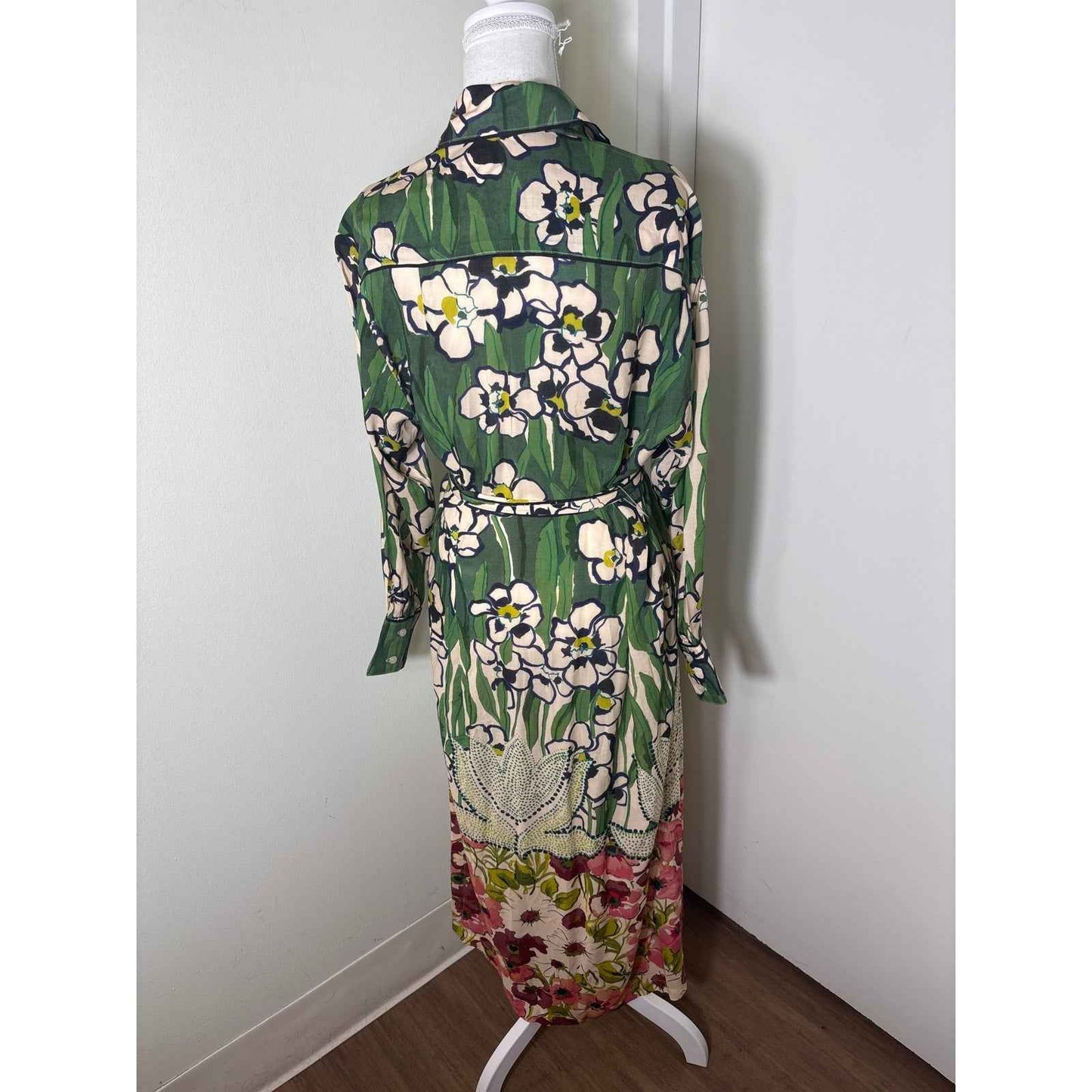 Smythe Tailored Shirt Dress Garden Floral Sz S