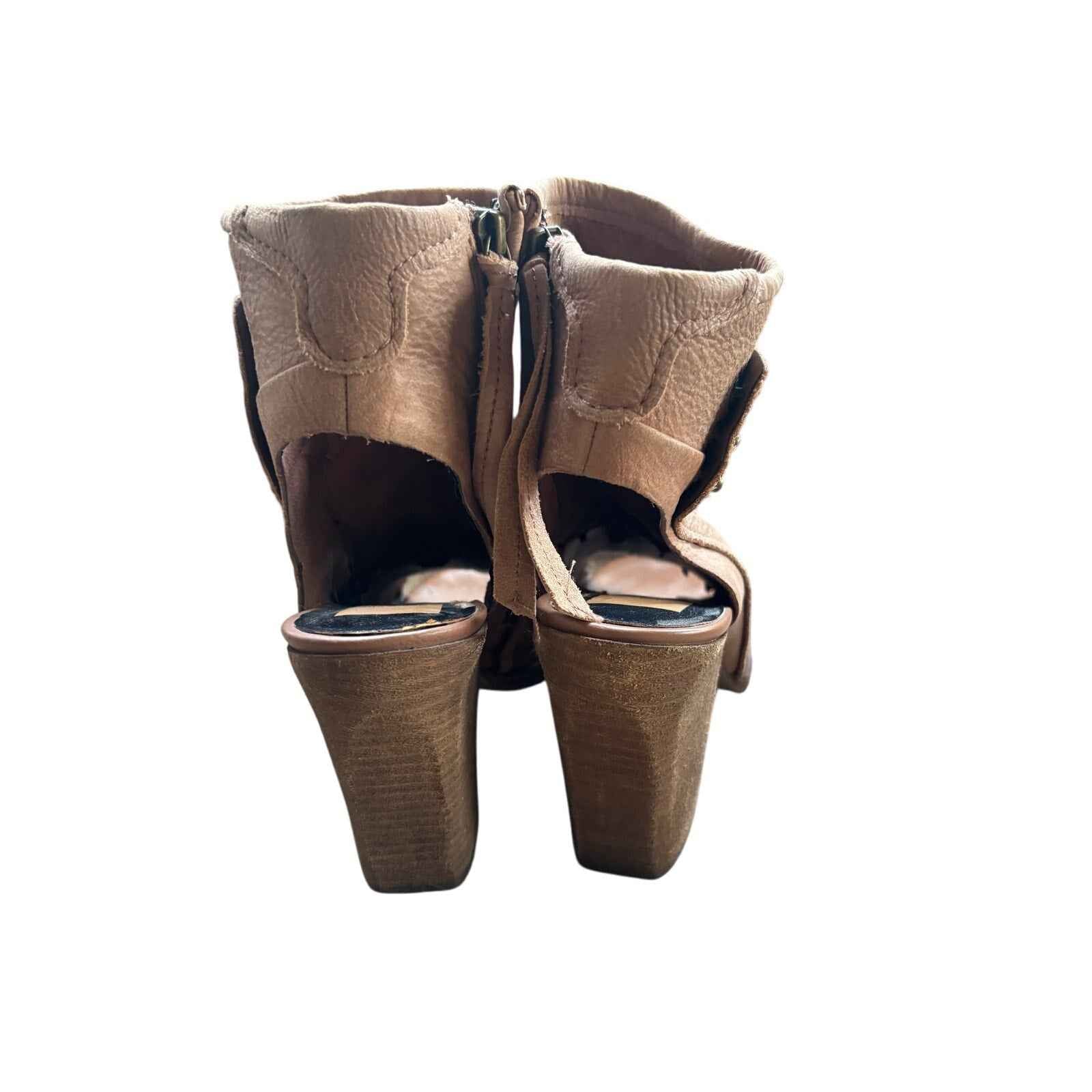 Dolce Vita Brown Leather Peep Toe High Heel Cut Out Booty Sz 8.5