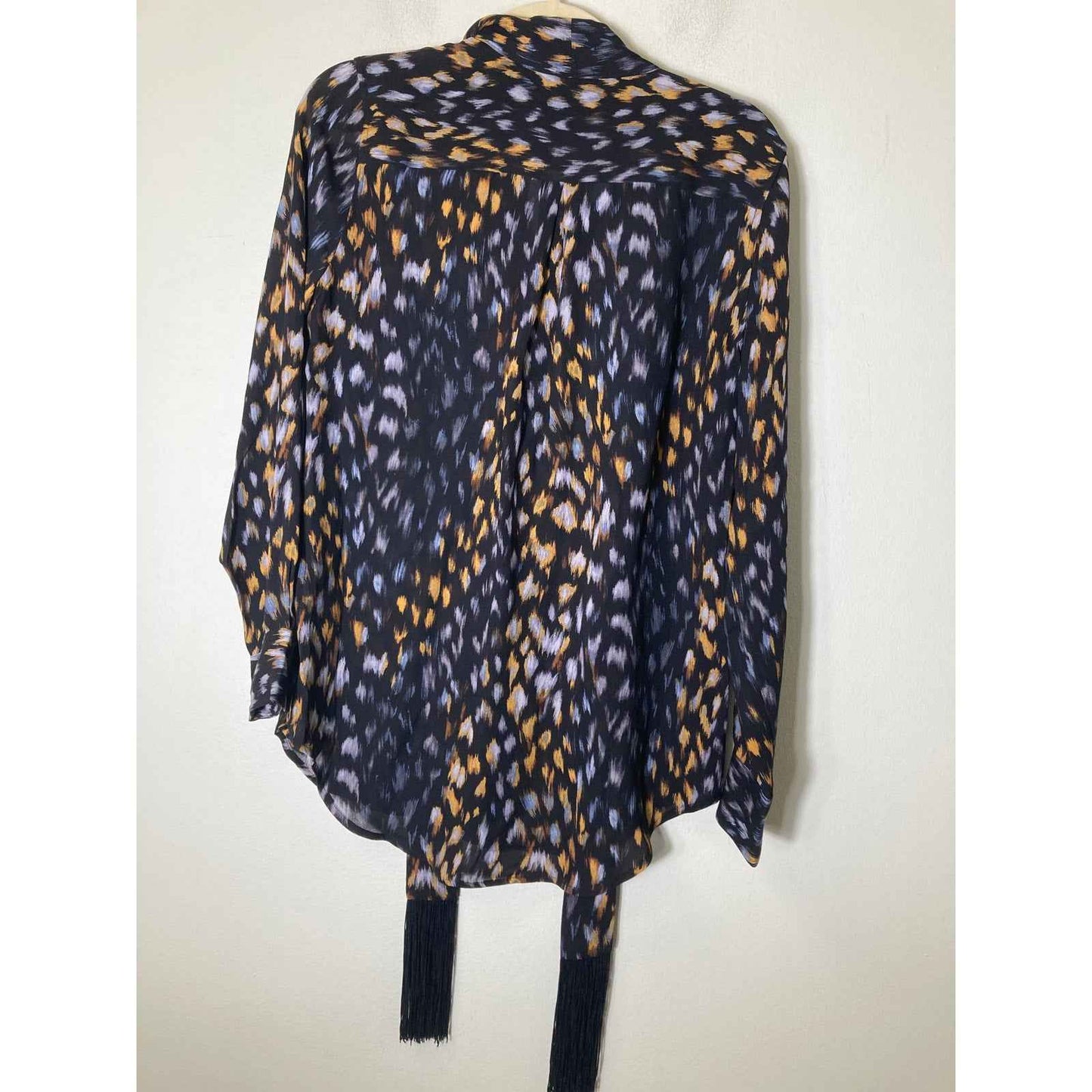 Equipment Femme Black Yellow Long Sleeve Button Up Shirt Sz XS