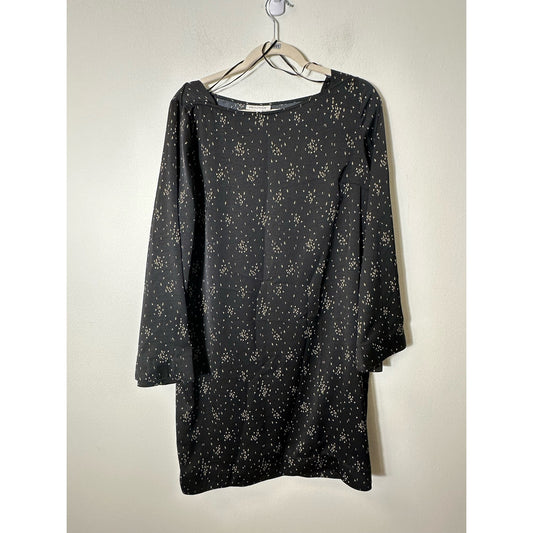 NWOT Prologue Black and Gold Midi Length Shift Dress Sz. M