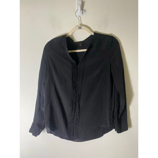 Talbots Black Shirt 100% Silk Sz 4P