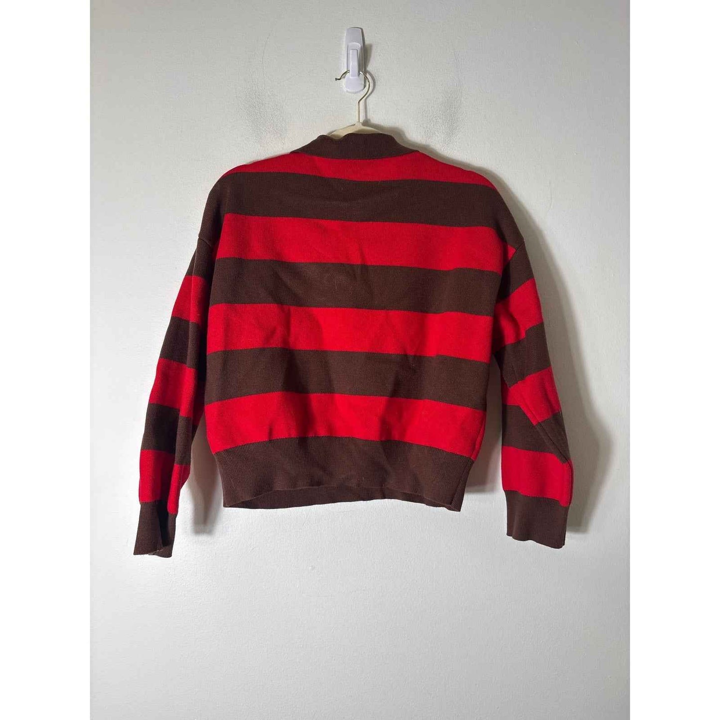Zara Red and Brown Stripe Sweater Sz M