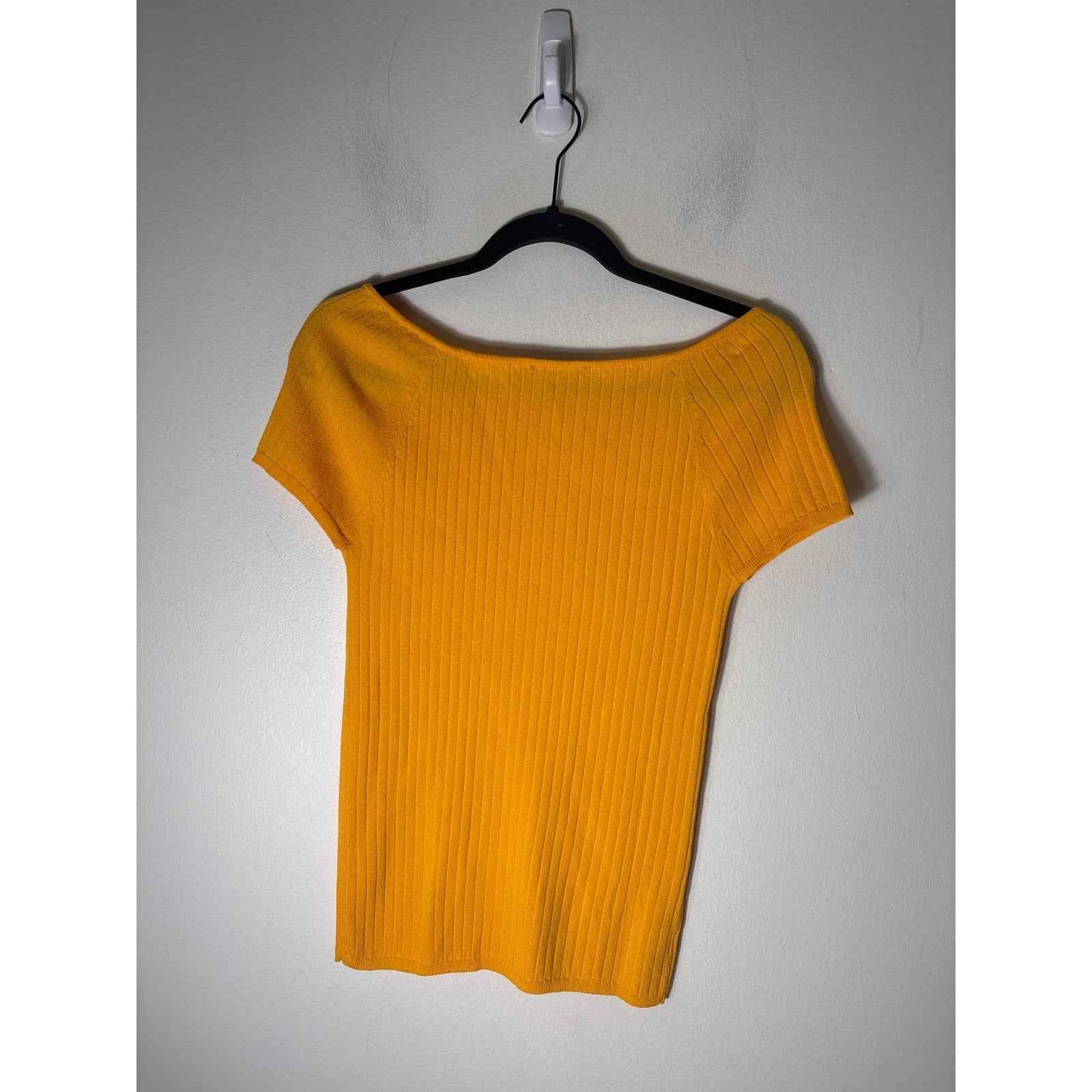 Ann Taylor Marigold Yellow Short Sleeve Ribbed Shirt Sz M
