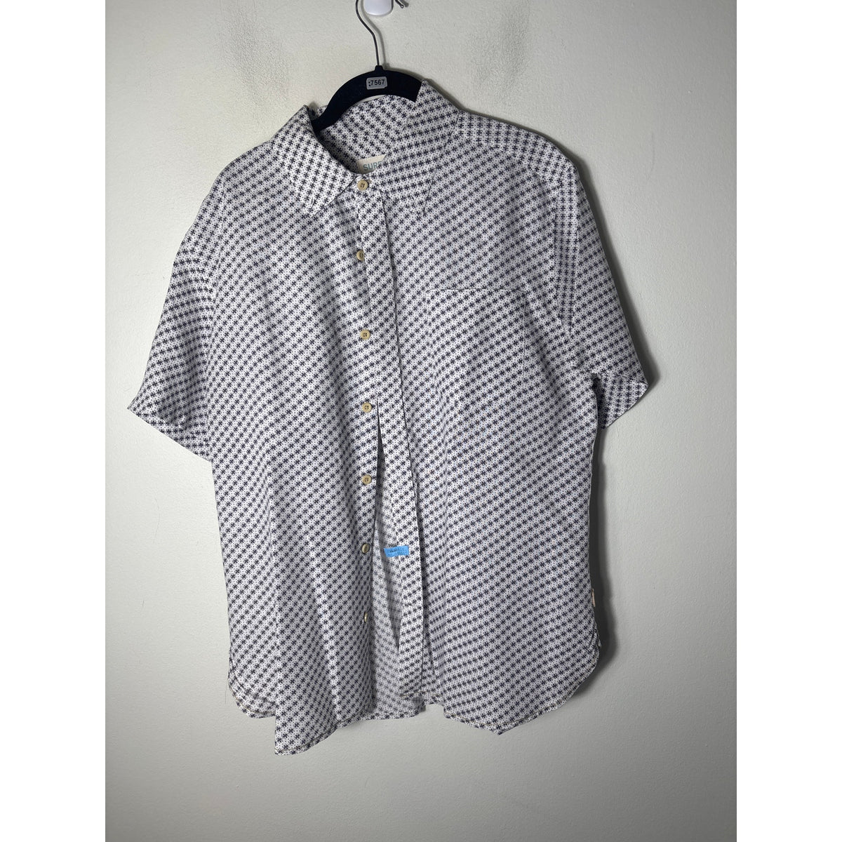 Men's Surfside White with Brown Pattern Linen Shirt Sz M