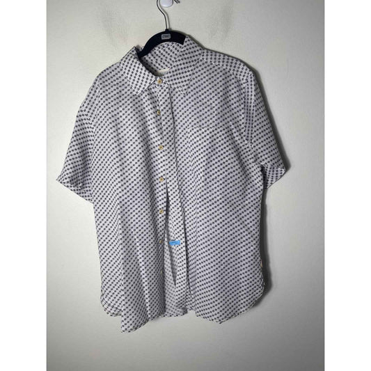 Men's Surfside White with Brown Pattern Linen Shirt Sz M