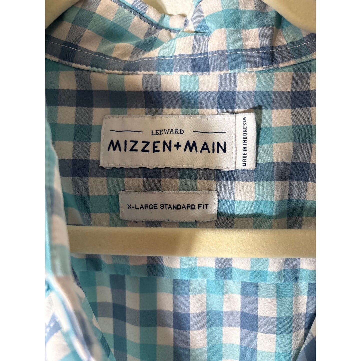 Men's Mizzen + Main Teal Plaid Short Sleeve Button Up Dress Shirt Sz XL