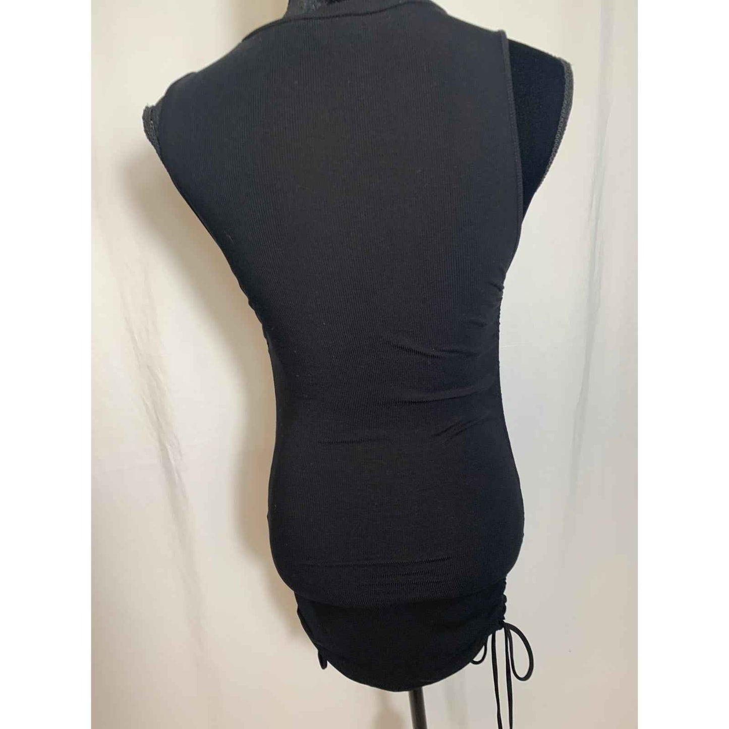 BB Dakota By Steve Madden Black Ribbed Sleeveless Cinched Side Dress Sz S