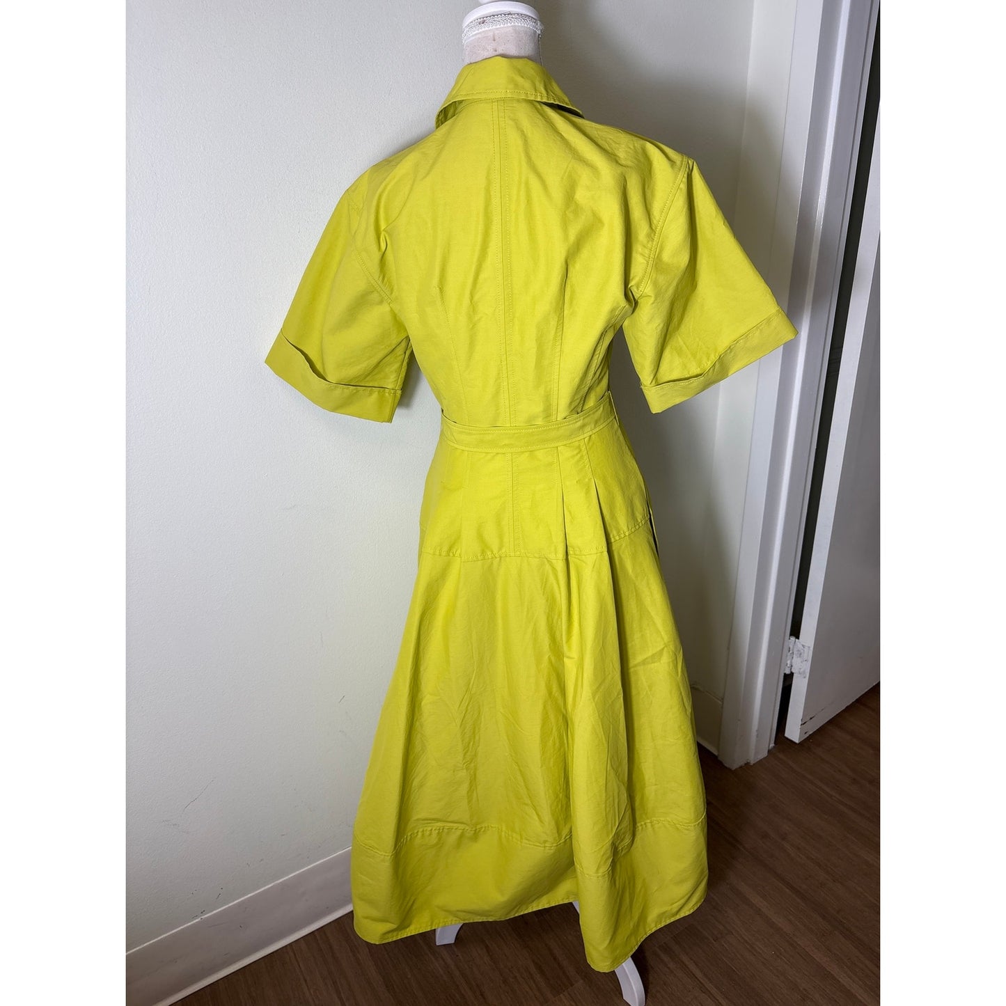 Simkhai Greenish Yellow Short Sleeve Belted Maxi Dress Sz 4