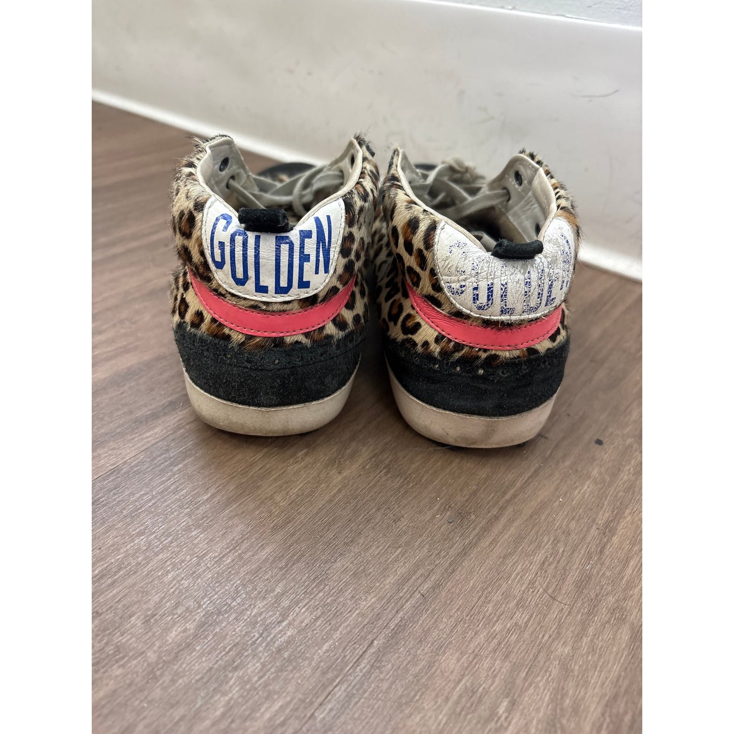 Golden Goose Cheeta Print Black Star Tennis Shoes Sz 40