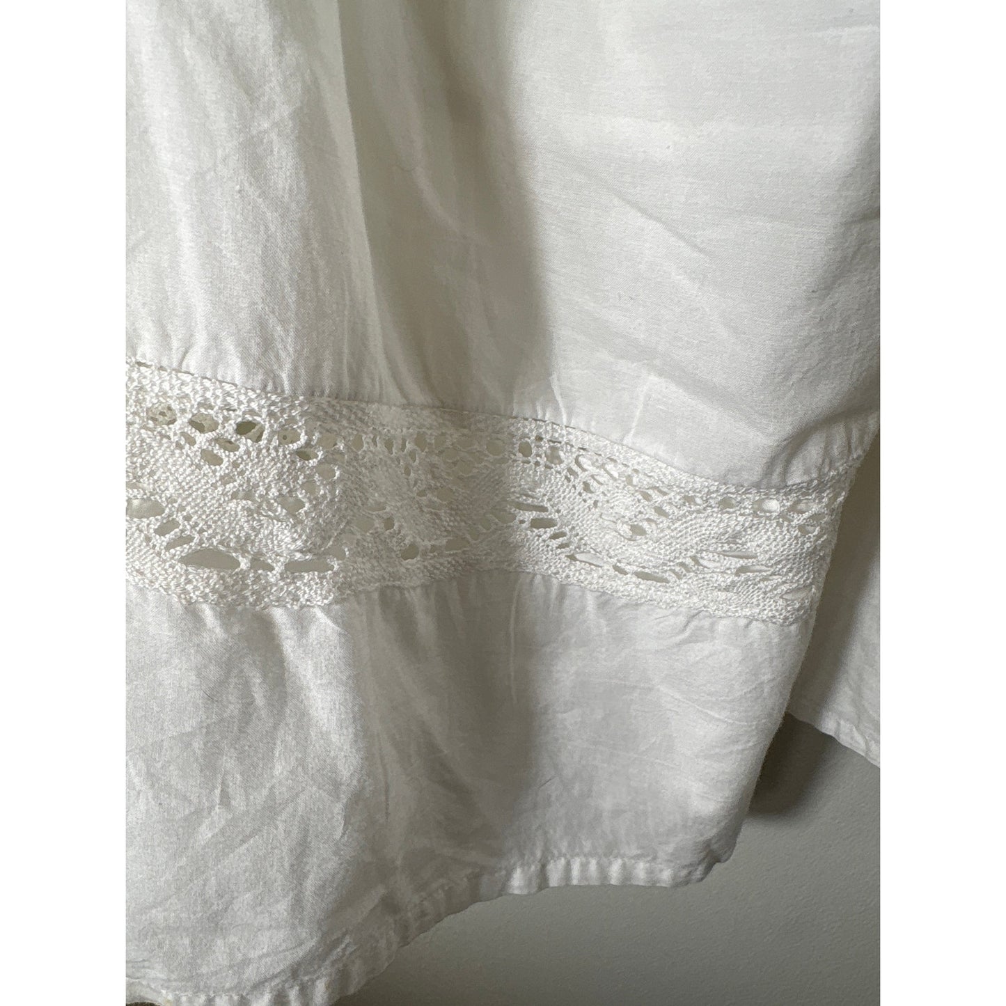 Girls Vintage Bella Luna White Sleeveles Cotton Dress With Crochet Lace Collar