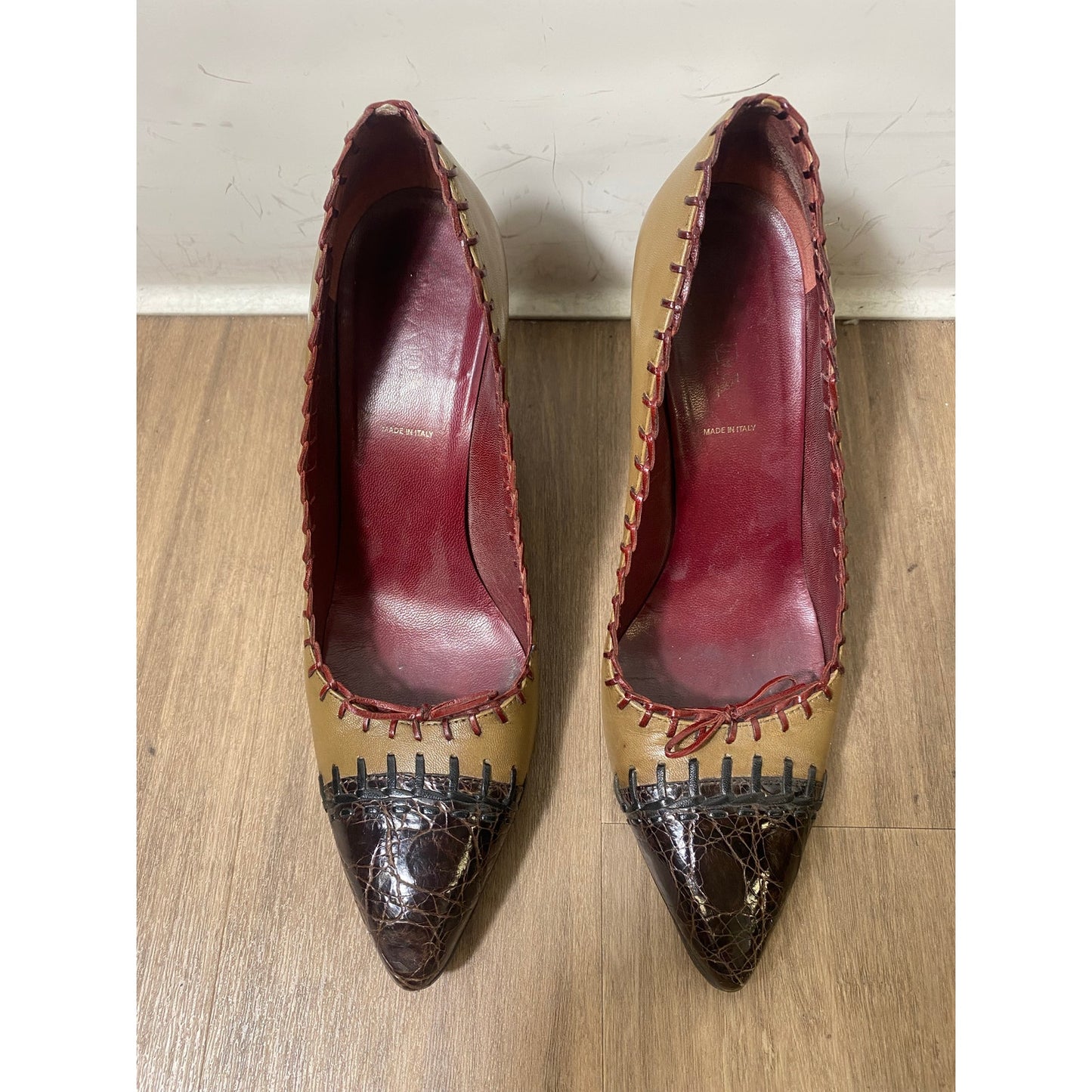 Vintage Prada Brown High Heel Pointy Toe Shoe sz 37 (6.5)