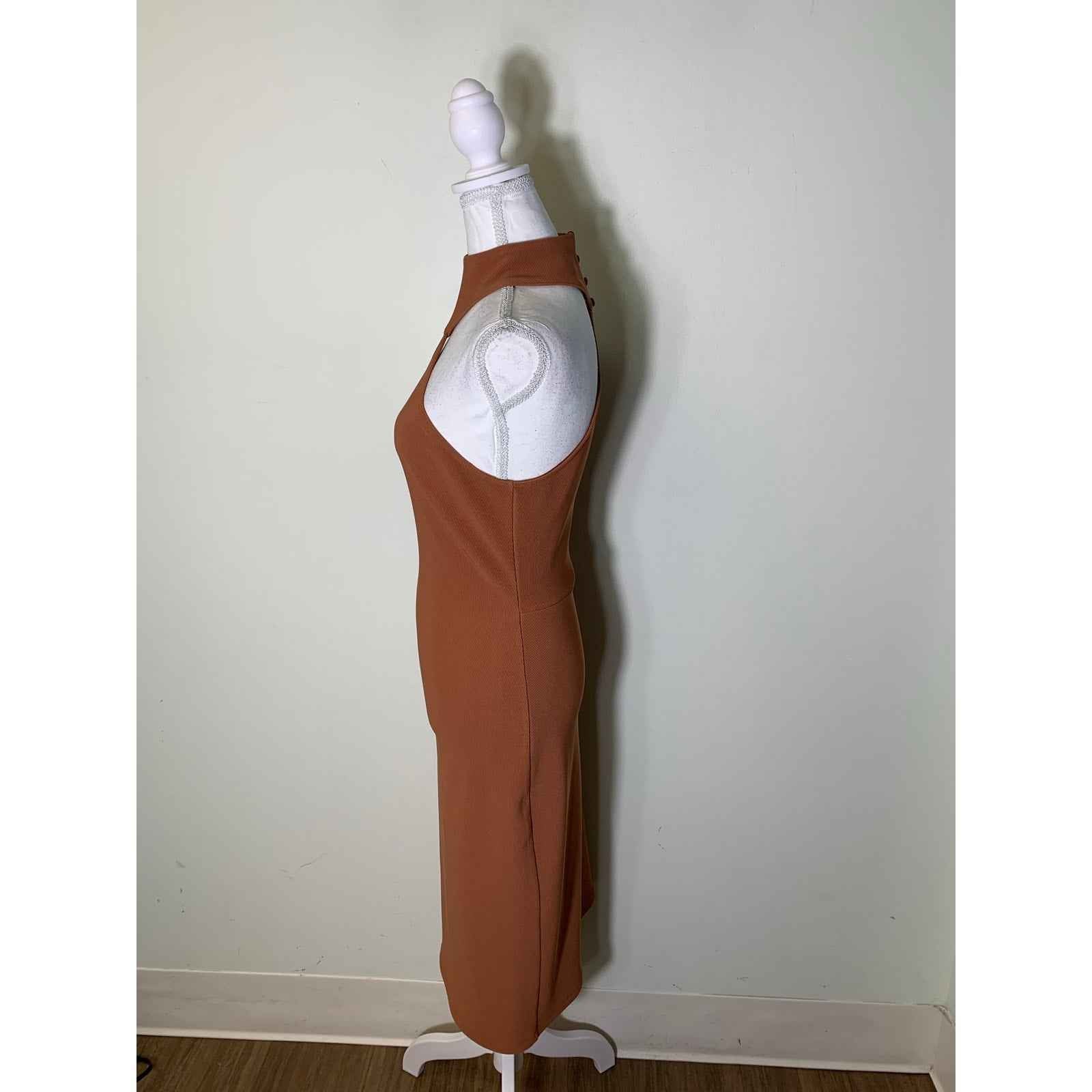 LPA Rusty Brown Sleeveless Bodycon Ribbed Midi Dress Sz S