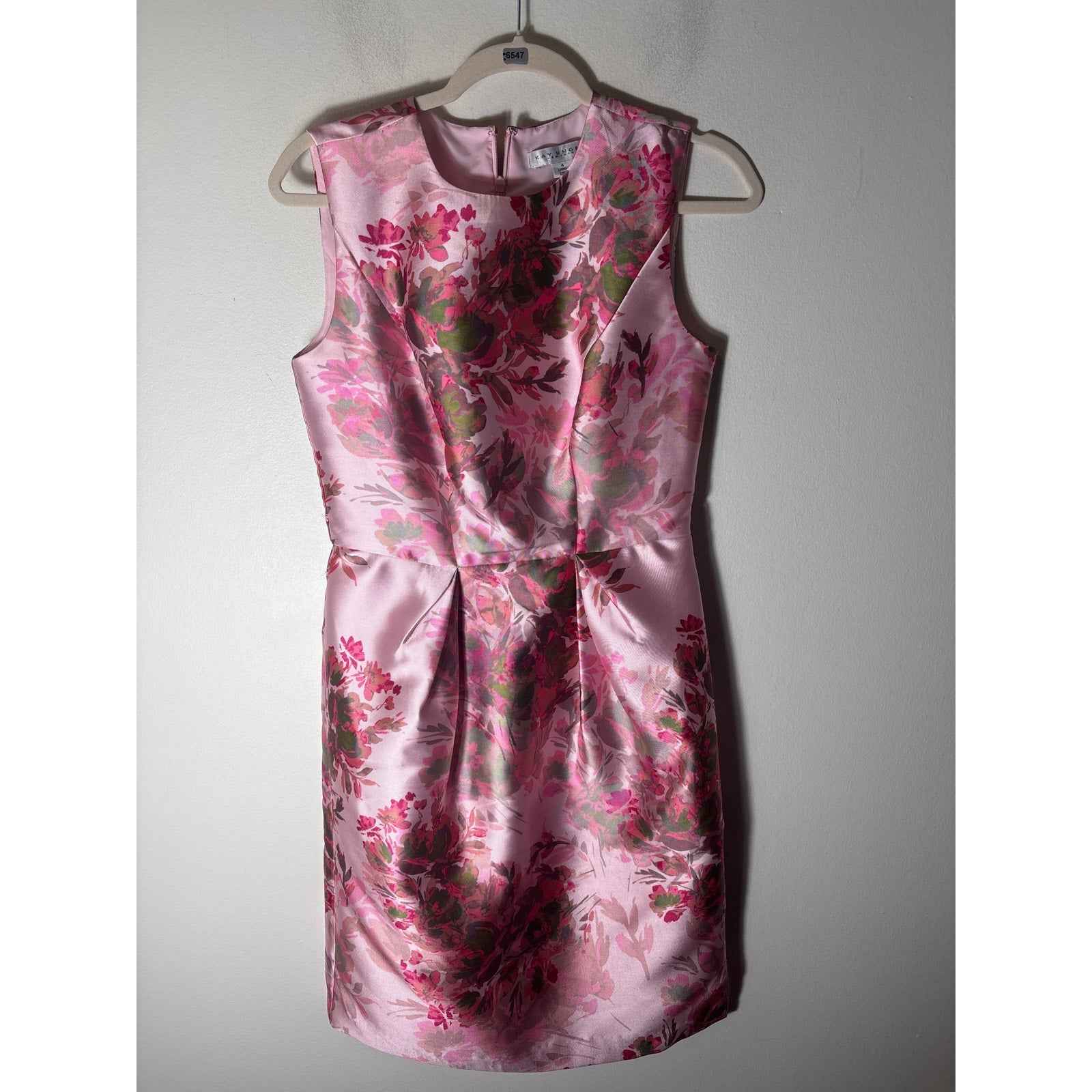 Kay Unger Pink Floral Sleeveless Knee Length Dress Sz 4