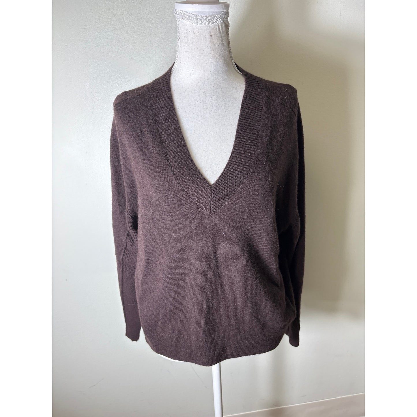 Madewell Merlot Cashmere V Neck Sweater Sz S