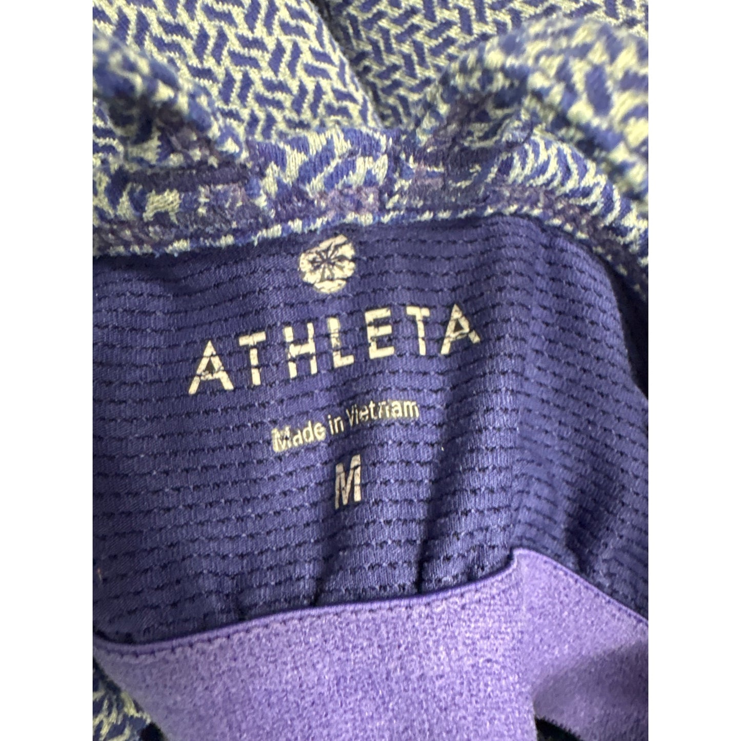 Athleta Blue and White Strappy Shelf Bra Work Out Tank Sz M