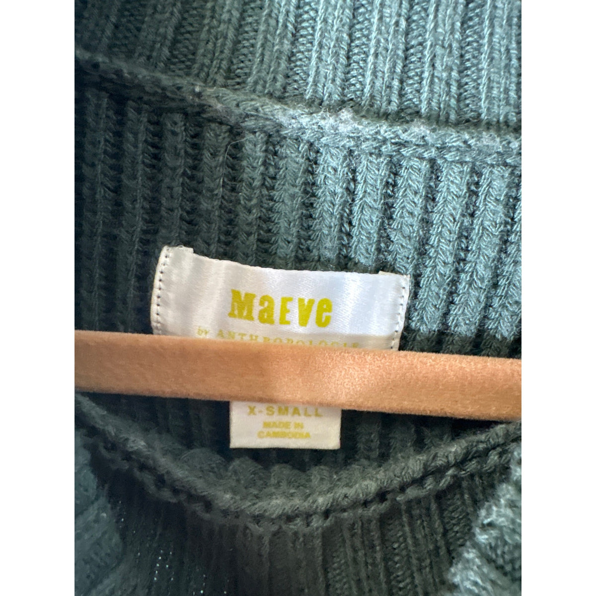 Maeve Green Ribbed Turtleneck Sweater Sz XS