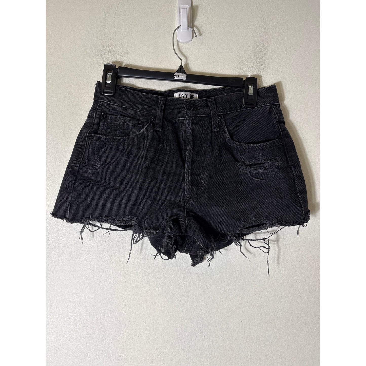 AGOLDE Black Denim Jean Cut Off Shorts Sz 25
