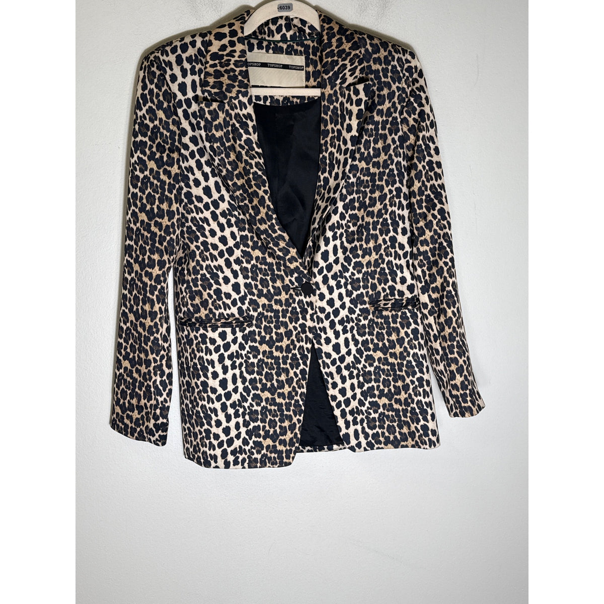 Topshop Tan Cheetah Print Long Sleeve  One Button Blazer Sz 2