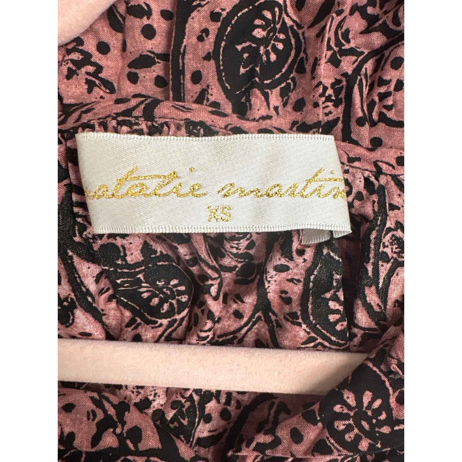 Natalie Martin Black and Pink Paisley Button Up Top sz XS
