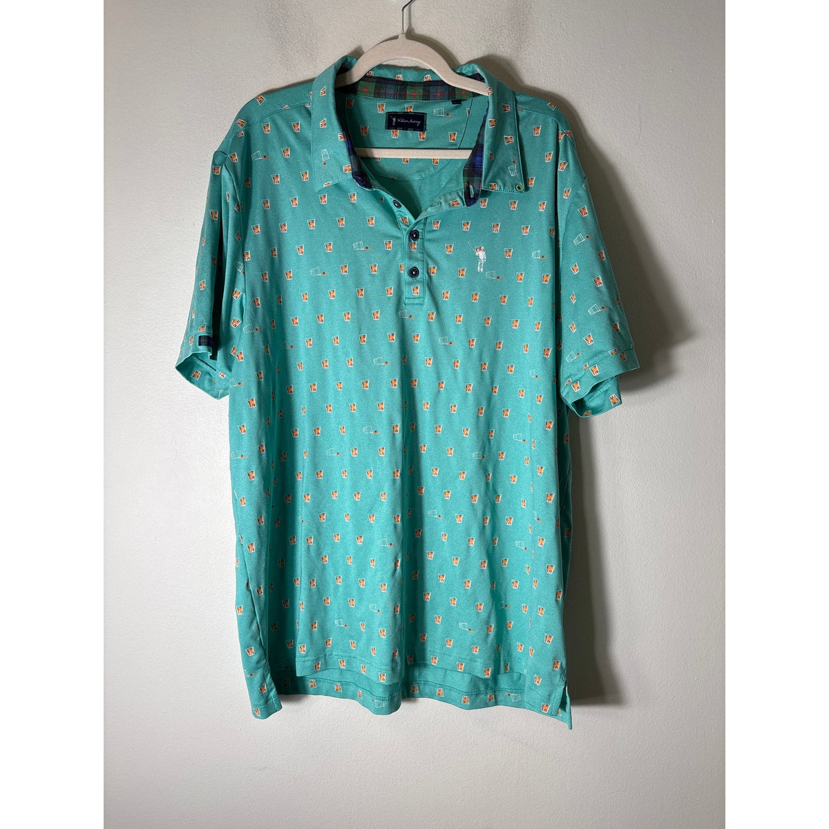 Mens William Murray Turqouise Collared shirt Sz XL