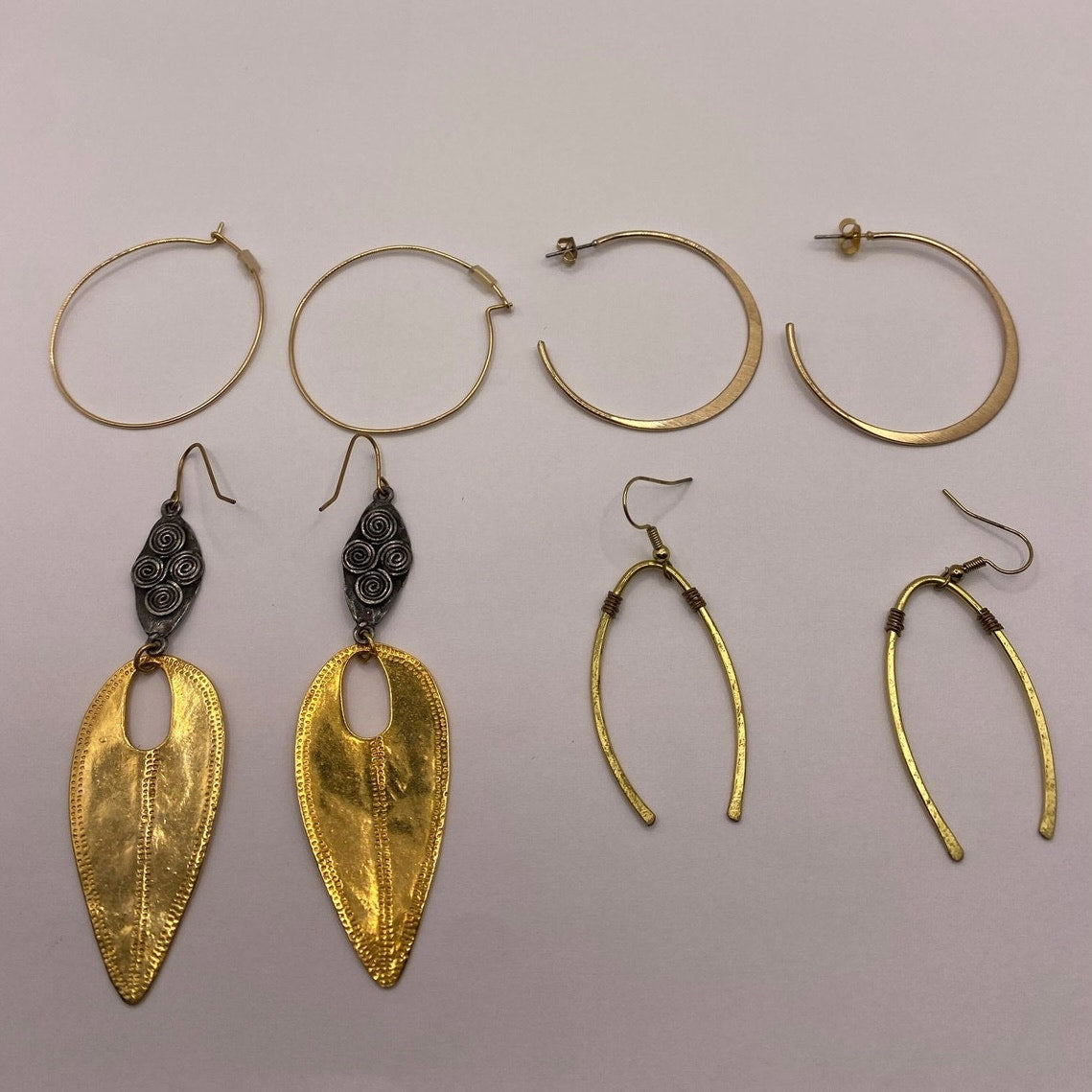 Bundle of 4 Pairs Gold Fashion Earrings