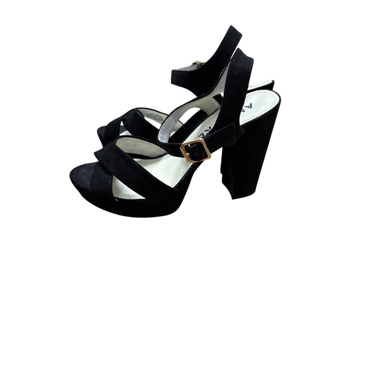 Anne Klein Black Suede Platform High Heel Sandal Sz 8